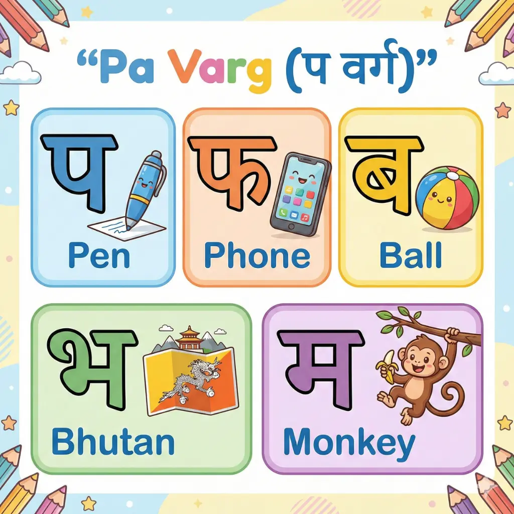 Pa Varg Chart in Hindi and English